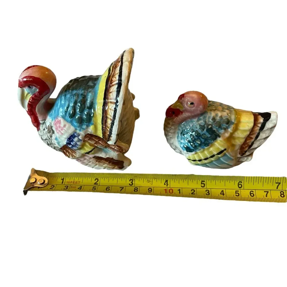 Vintage Turkey Salt & Pepper Shakers Thanksgiving Hand Painted Japan Chase READ